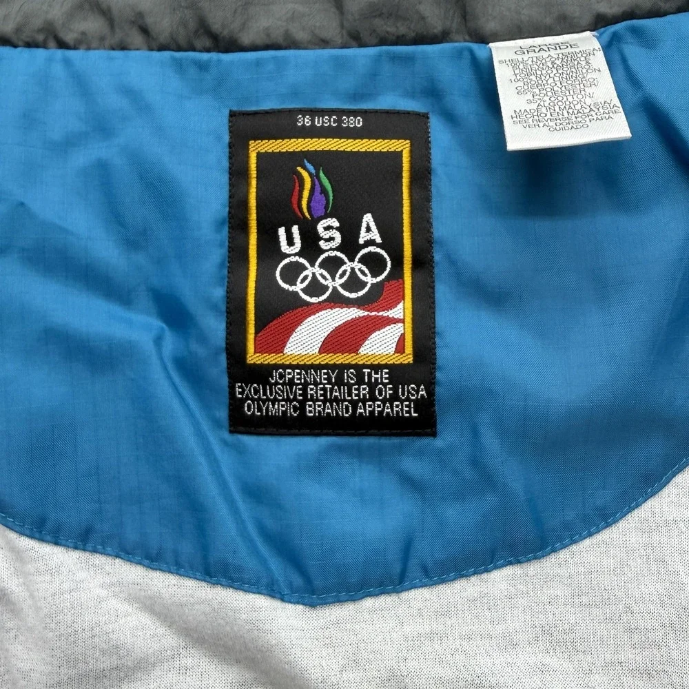USA Olympic‎ Jacket Mens Large Gray Windbreaker Embroidered Logo JC Penny